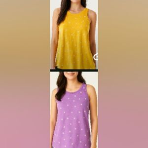 Old Navy Everywear Daisy Print Tank Tops S – Yellow & Purple – Lot of 2 - Cottag